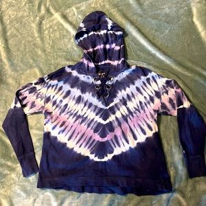 Blue purple and white justice tie dye hoodie size 16/18